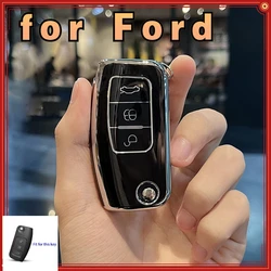 For Ford Focus 2 MK2 Fiesta Mondeo Galaxy Falcon Territory Ecosport Car TPU Folding Key Cover Bag Shell Case Keychain Protector
