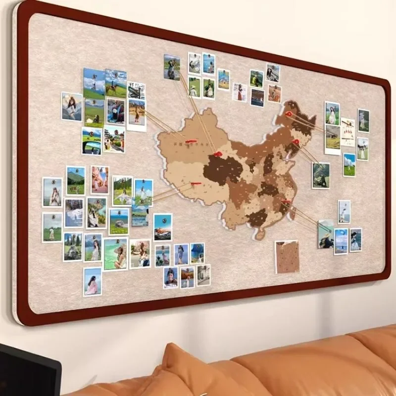 Felt Map Photo Wall Travel Footprints Instagrammable No Punch Holes Living Room Decor Living Room Photo Wall Background Board