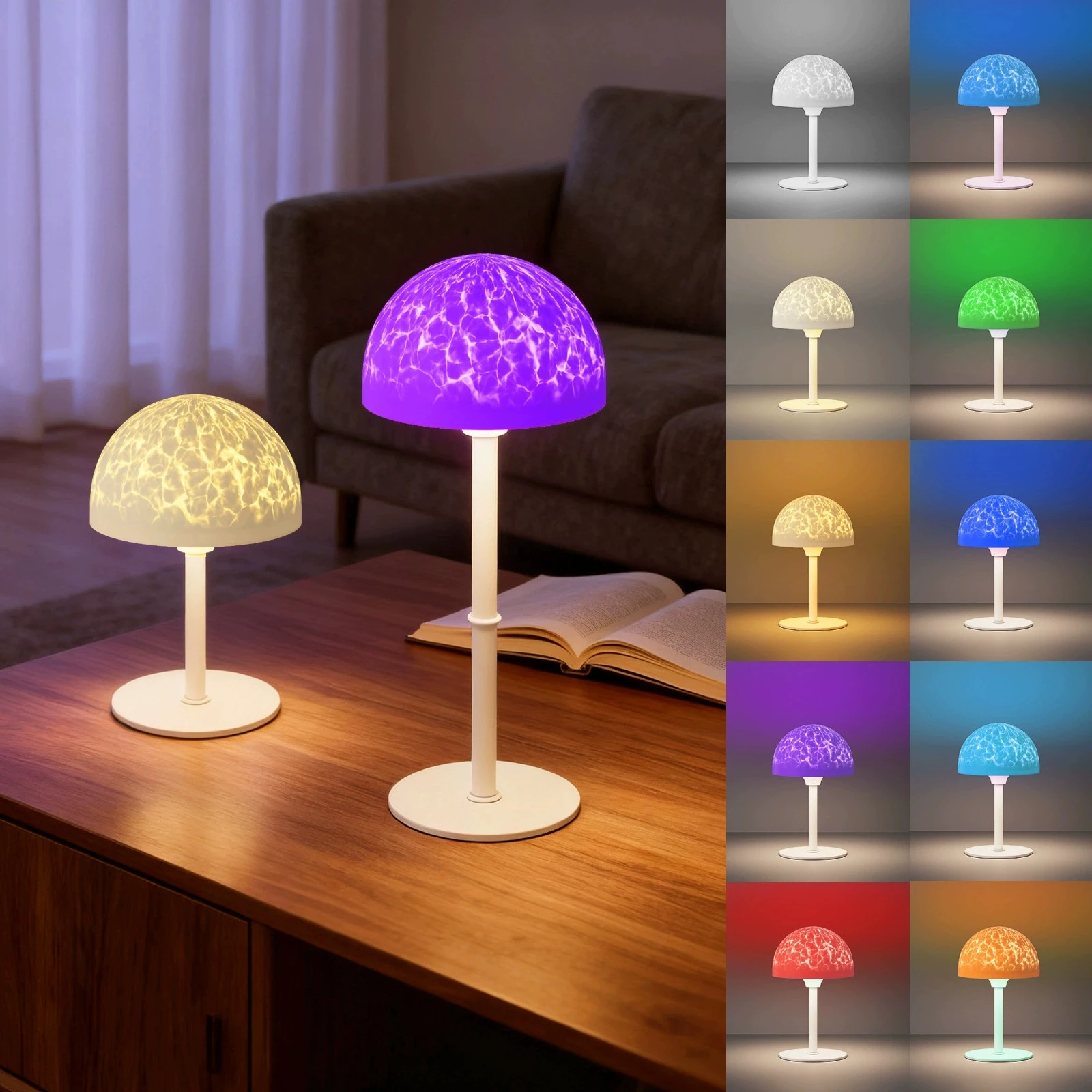 Projecteur d'ambiance RGB avec télécommande, projecteur d'ondulation d'eau, Rechargeable par USB, lampe de Table décorative réglable en hauteur pour la maison et le bureau