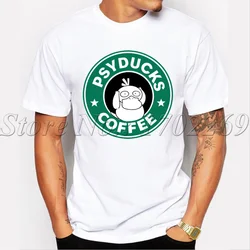 Hot Sale hipster men customized t-shirt Psyducks Coffee letter Printed tee shirts short sleeve casual O-neck funny cool tops