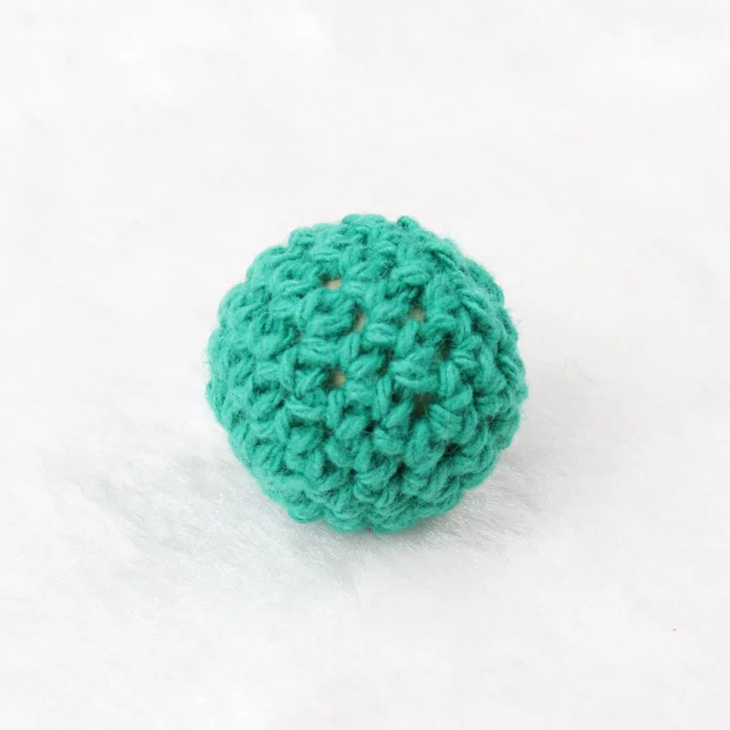 NONE Chengkai 50 Stück 16 mm 20 mm runde, strickende Baumwolle, gehäkelte Holzperlen, Kugeln für DIY-Dekoration, Baby-Beißring, Schmuck, Halskette, Spielzeug 8