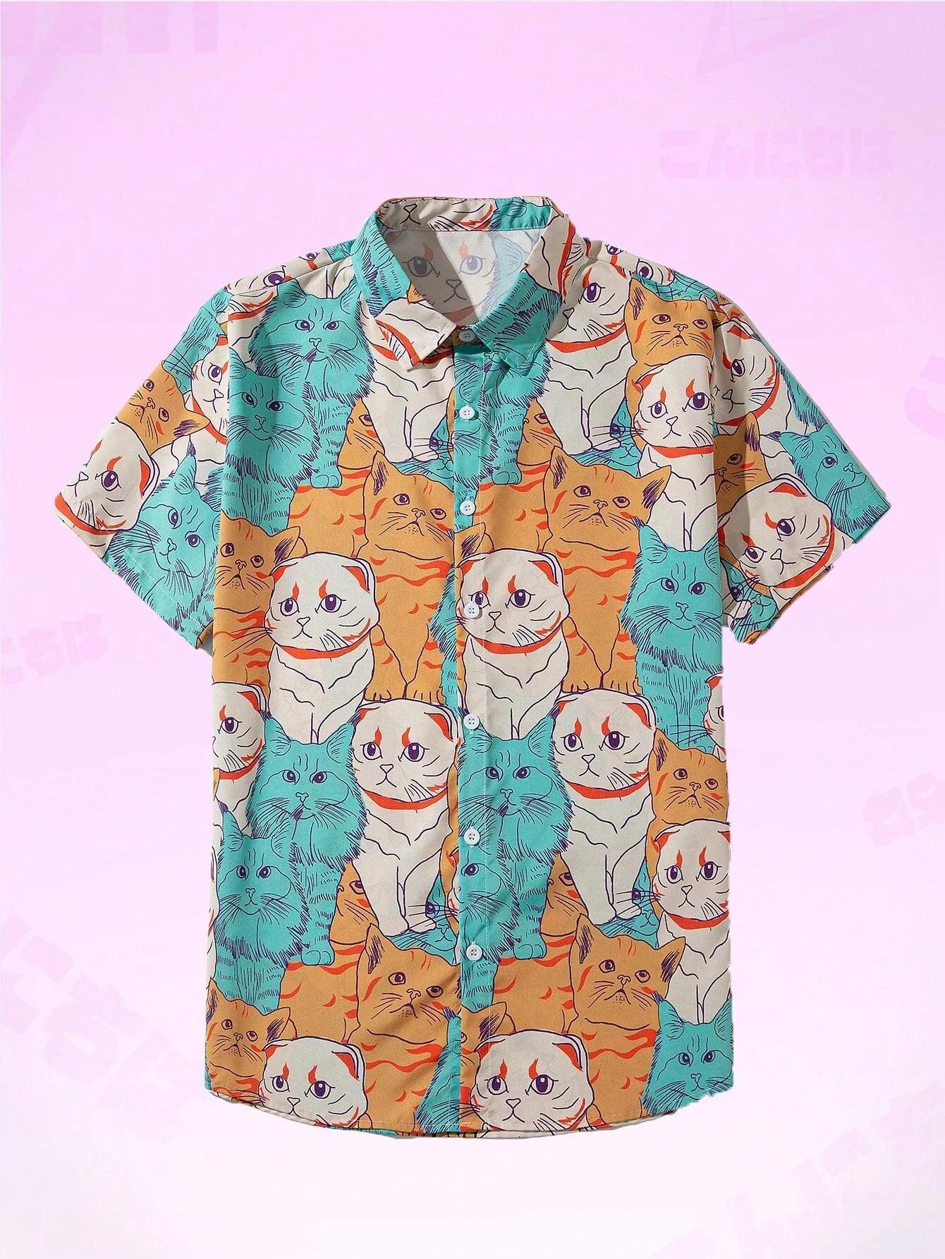 Summer Unisex Fashion Men's Cute Cat Print Casual Daily Wear 3D Printing Short Sleeve Shirt Fashion Hawaiian Shirts For Harajuku