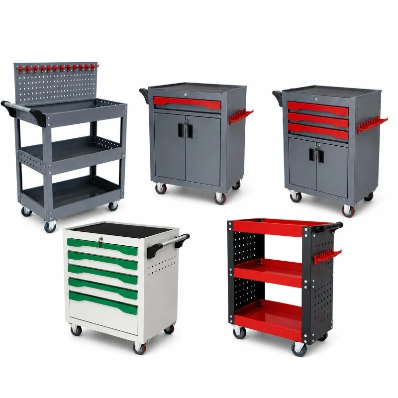 3 Tier Thickened Tool Cart With Drawers Rolling Storage Cabinet Auto Repair Mobile Trolley For Workshop Garage