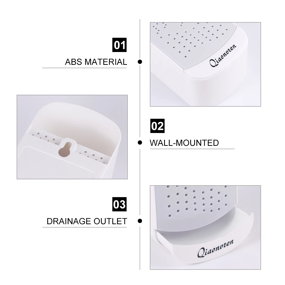 

1pc Wall Mounted Holder ABS Storage Container Kitchen Organizer Removable Kitchen Supplies Tray Strong Glue