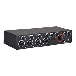 4 Channels Recording Sound Card with Driver Free Audio Interface 4-in 4-out USB Live Sound Card 24 bit/192khz 48V Phantom Power