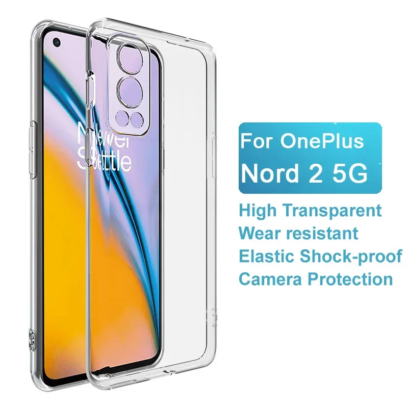 luxury Soft Clear TPU Phone Case for Oneplus Nord 2 Nord2 5G Transparent Silicone Lens Protective Shockproof Back Cover Housing