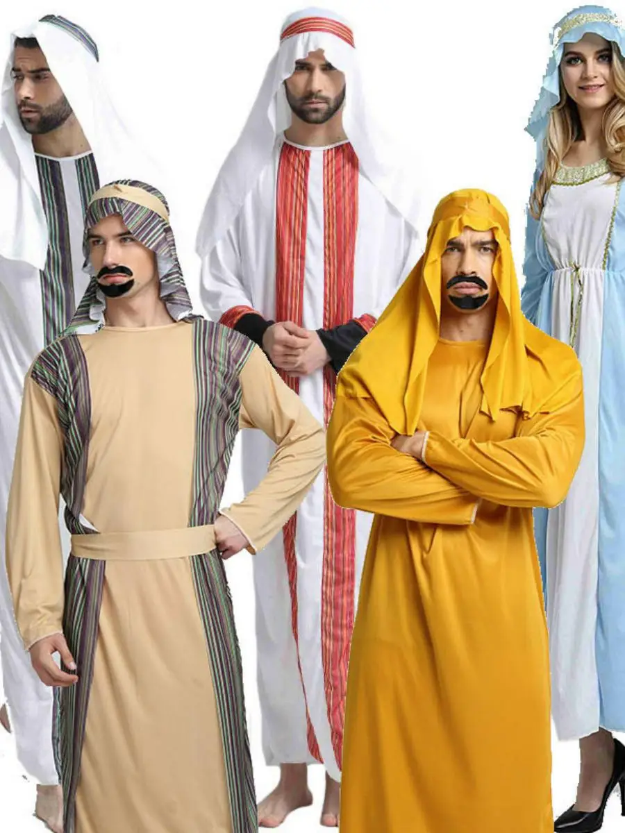 زي عربي للرجال البالغين S Dubai رداء ملابس الشرق الأوسط epherd loween Par Dr up Dubai Sle Ethnic Stage Cos...