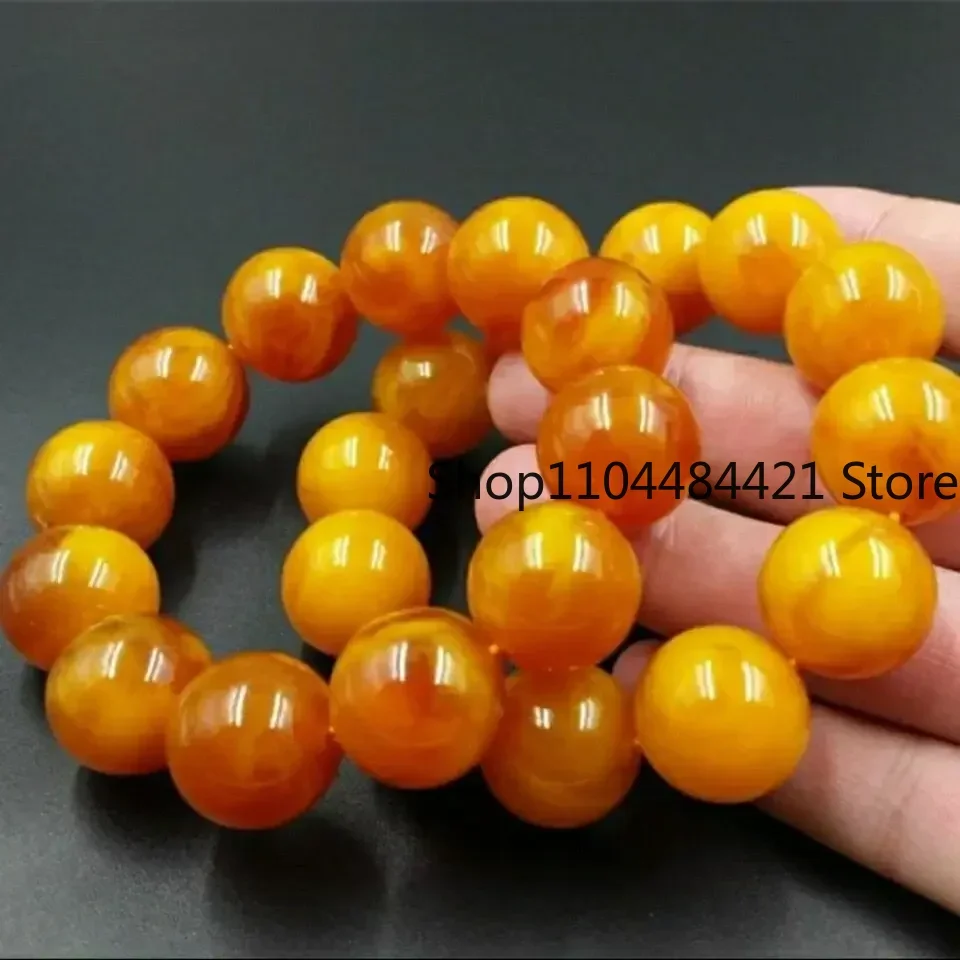 

Янтарный желтый пчелиный воск, старый медовый воск, янтарный браслет, круглый/бочкообразный браслет из бисера, ручной ряд для мужчин, браслет на руку, подходит для браслета 15-20-25 см
