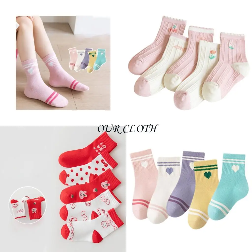 

5 Pai Elastic Sport Socks Kids Boys Girls Multicolor Cartoon Cotton Socks Y1AC