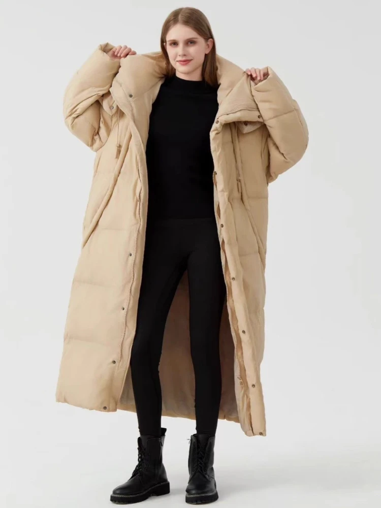 Frauen Unten Mäntel Koreanische Lose Mit Kapuze Verdicken Warme Lange 90% Ente Puffer Jacke Winter Schnee Extrem Kalte Weibliche Parkas outwear