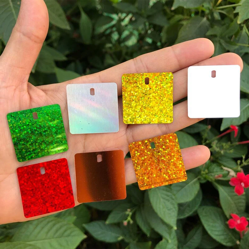 Weight 500G New Diy Jewelry Handmade Material Colorful Holographic Green Red Gold Coffee Square 28mm Wall Decorate Sequin