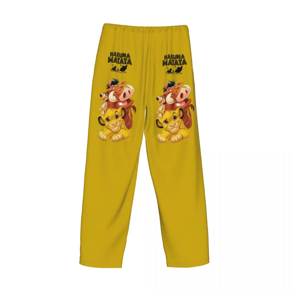 Custom Simba Pumbaa The Lion King Pajama Pants Sleepwear Men Elastic Waistband Hakuna Matata Sleep Lounge Bottoms with Pockets