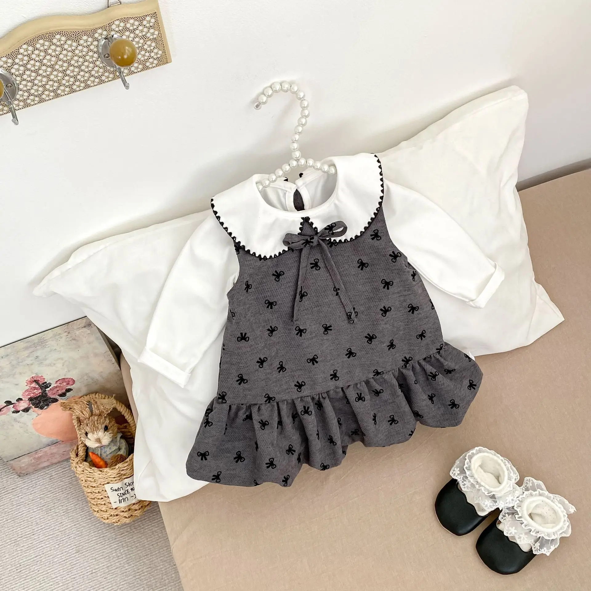 2026 Autumn New Baby Girl Long Sleeve T Shirts Cotton Girls Peter Pan Collar Bottoming Shirts Solid Kids Toddler Clothes