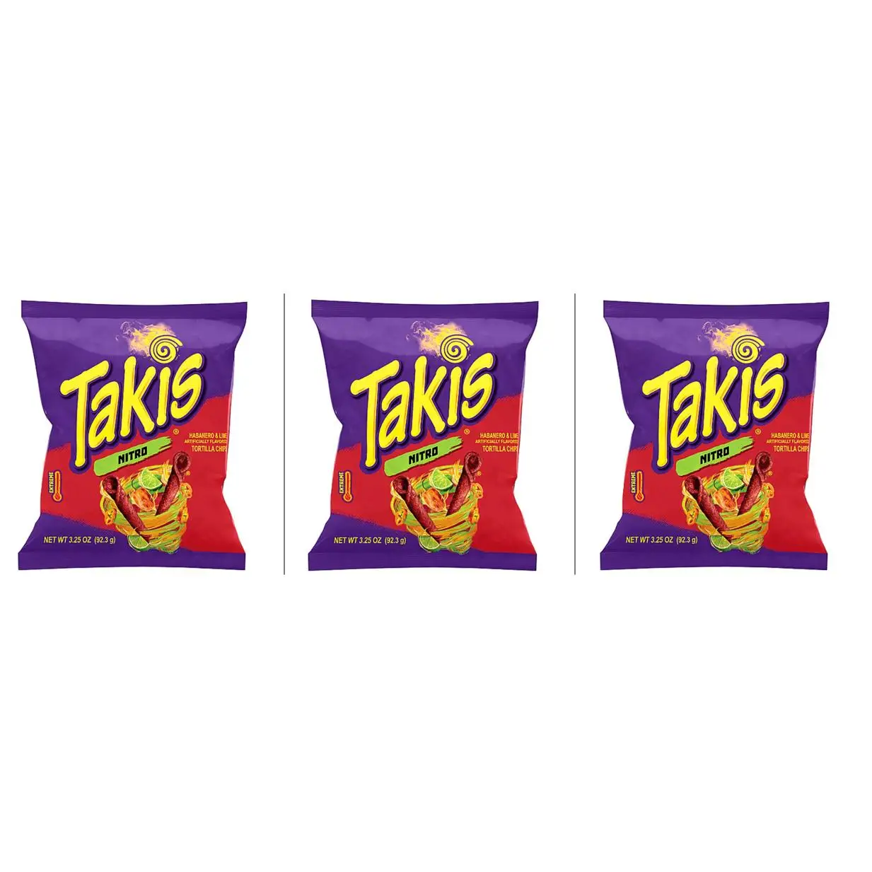 Takis Nitro Habanero & Lime Net Wt 3.25 OZ (92.3g) X3