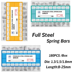 180pcs/set  1.3 1.5 1.8mm Diameter Watch Pin Pepair Tools Quick Release Stainless Steel Watch Strap Spring Bars Pins 8mm-25mm