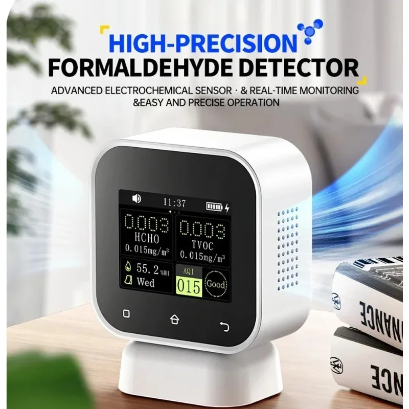 SFD-02 4-IN-1 Handheld Indoor Air Quality Monitor, High Precision Touchscreen Formaldehyde (HCHO/TVOC) & Temperature Tester