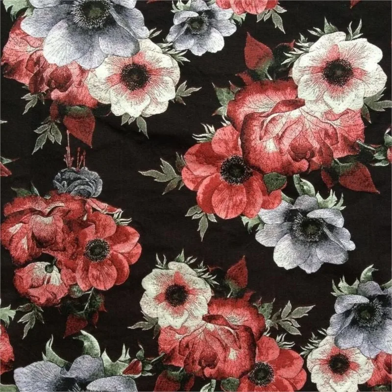 Large-flower jacquard fabric plant women's clothing yarn-woven windbreaker coat shorts bag