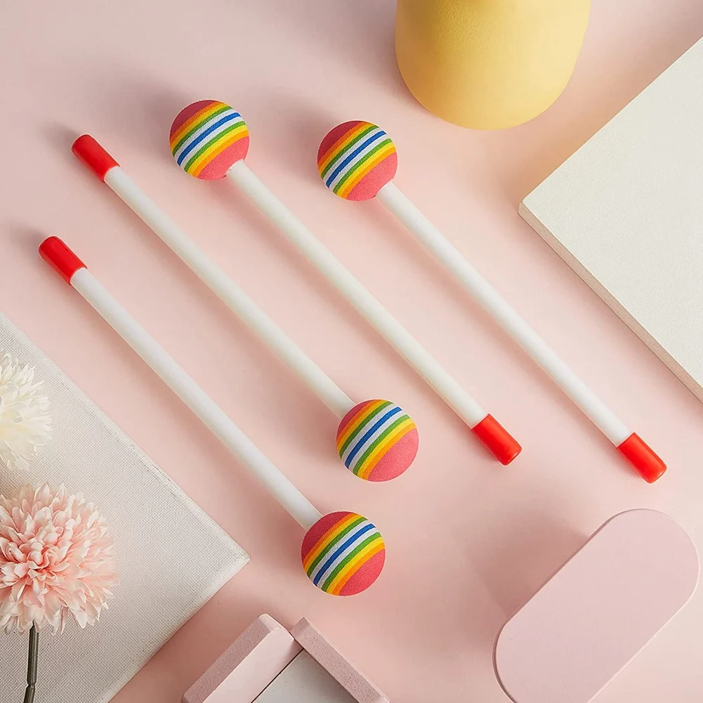 14 Pcs Lollipop Drum Mallet Sticks Round Rainbow Hammer Percussion Sticks Plastic Drumsticks for Kids Child Mallet