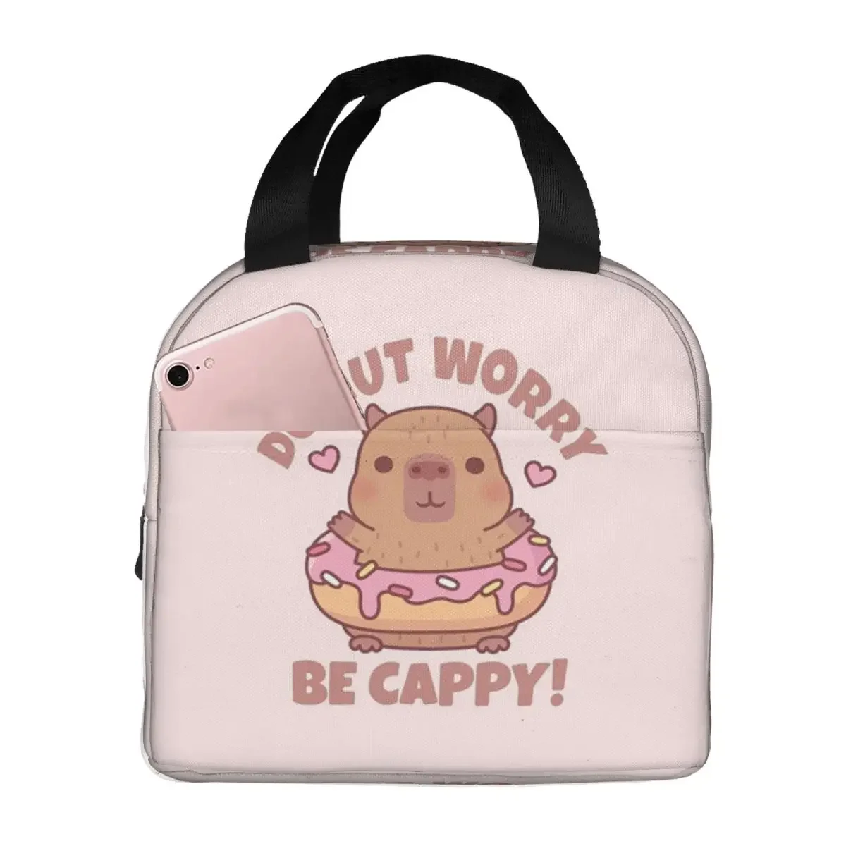 

Термосумка для обедов Donut Worry Be Cappy Capybara для детей, школьный термоконтейнер для еды, портативный ланч-бокс