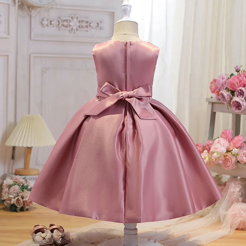 Flower Girls Party Dress Girl Princess Dress For Wedding Gown Bow Children baptism Dresses Baby Infant Clothes 0-24M Birthday