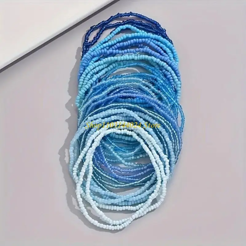 N5KE 30pcs Colorful Bohemian Glass Beads Ankle Bracelet Stylish Beaded Hand Chain Fashionable Holiday Bracelets