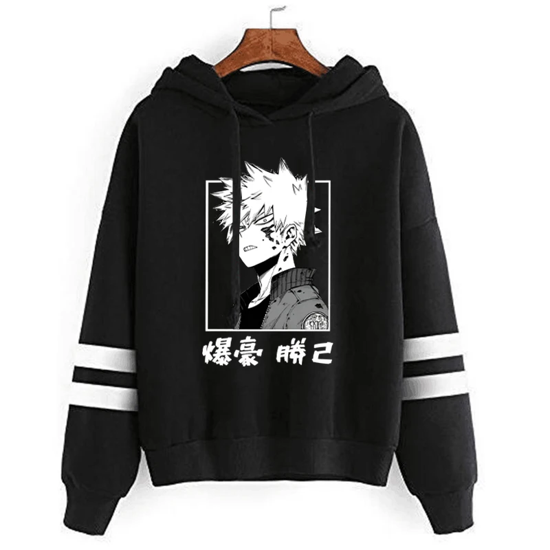 Women'S Men's Winter Autumn Fashion Hooded Casual Anime Bakugou Katsuki Printed Long Sleeve Stripe Hoodies Sweatshirts Loose Top