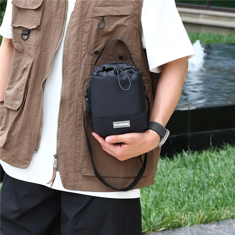 Waterproof Nylon Crossbody Sling Bag - Outdoor Travel Pouch with Dedicated Water Bottle Pocket