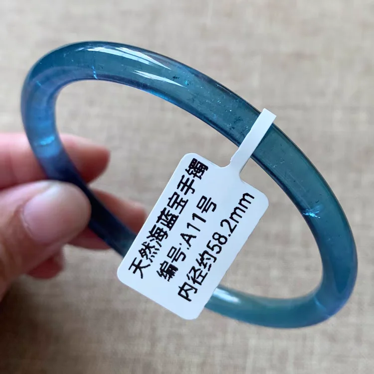 Natural Deep Blue Aquamarine Crystal Jewelry Woman Bangle 53mm 55mm 58mm 60mm Ice Blue Aquamarine Bangle AAAAAAA