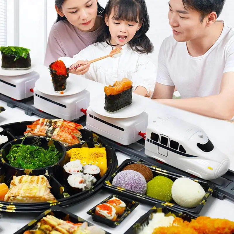 Rotating Battery Operated Train Set For Party Sushi Display Table Swing Plate Realistic Reproduction Muti-use Sushi Train Toys