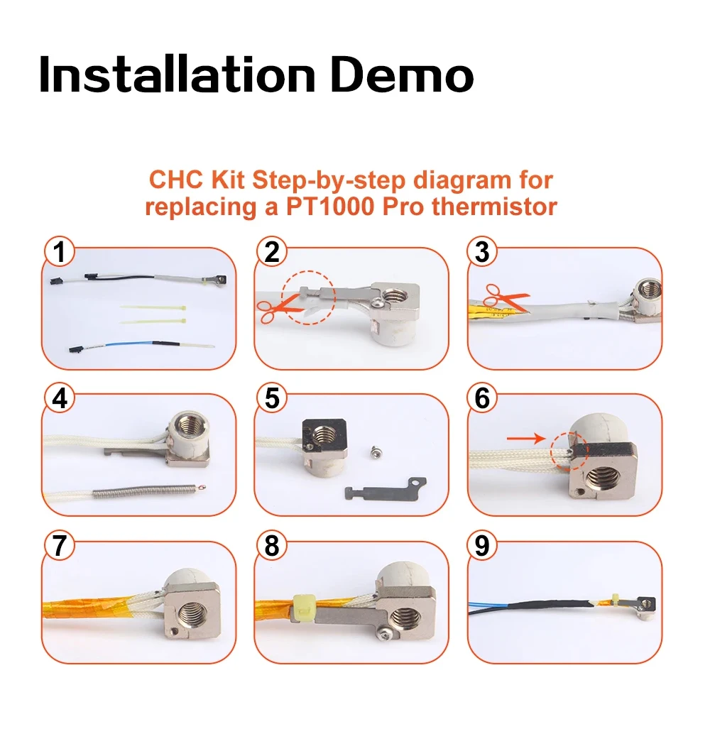 Trianglelab PT1000 Pro Bare Thermistor-Kartusche Hochtemperatur 450°C für Rapido Hotend TCHC Kit CHC Pro TR6 TD6 HOTEND – Detail 35