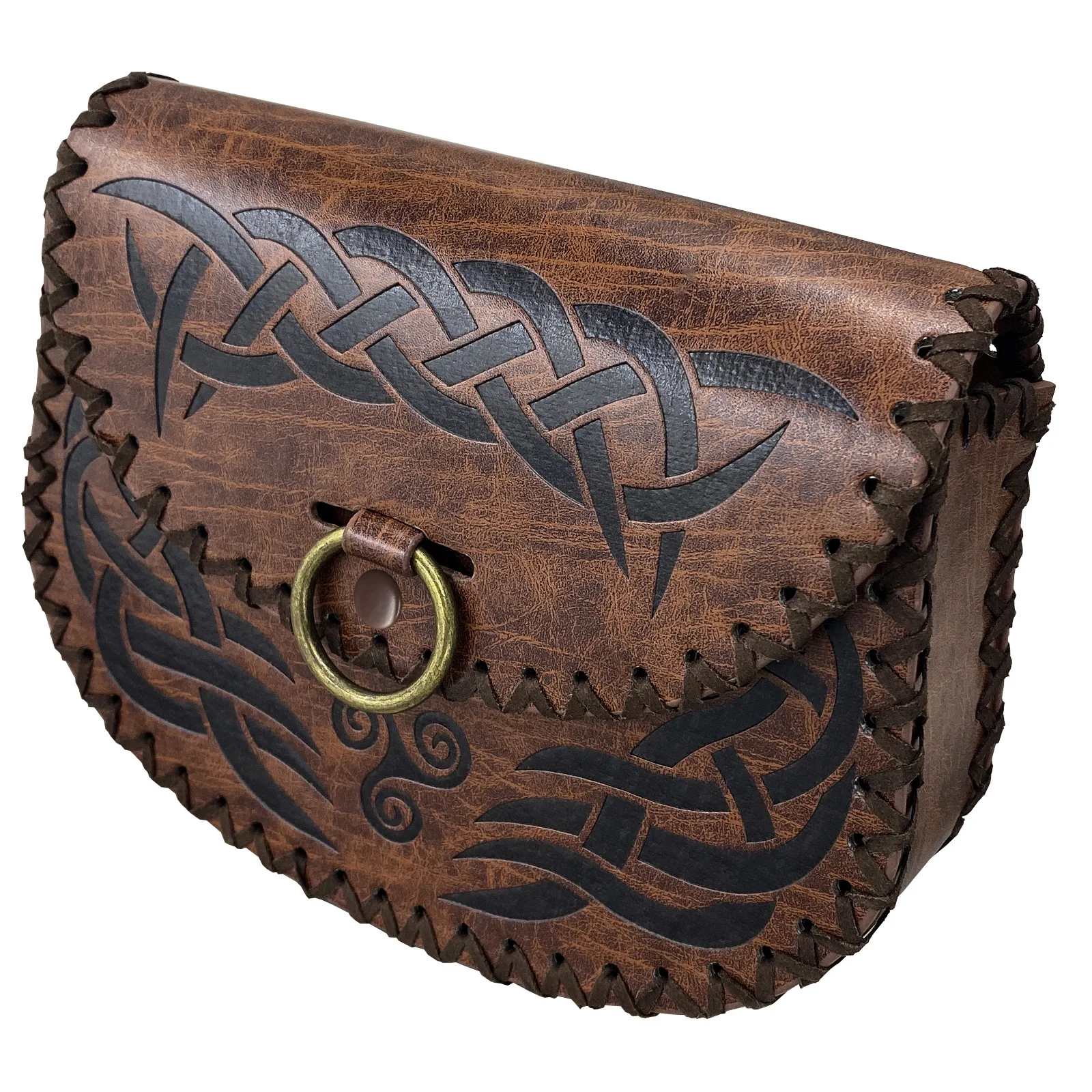 Middle Ages Portable Belt Pouch For LARP Ren Faire Medieval Viking Embossed Belt Bag