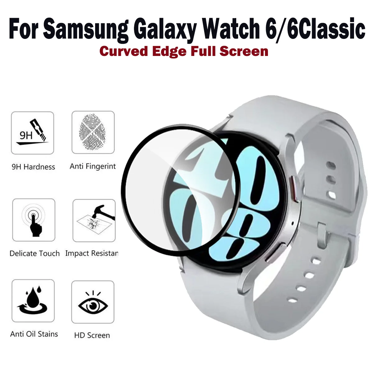 Protector de pantalla HD templado 3D para Samsung Galaxy Watch 6, película protectora curva de cerámica, 40mm, 44mm, 6 Classic, 43mm, 47mm