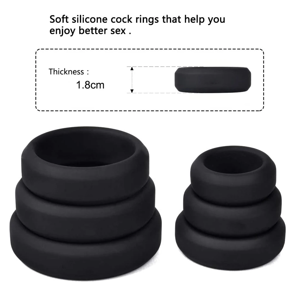 6Pcs/Set Cock Rings with 6 Different Size , Soft Silicone Penis Ring Cockring Set for Men or Couples