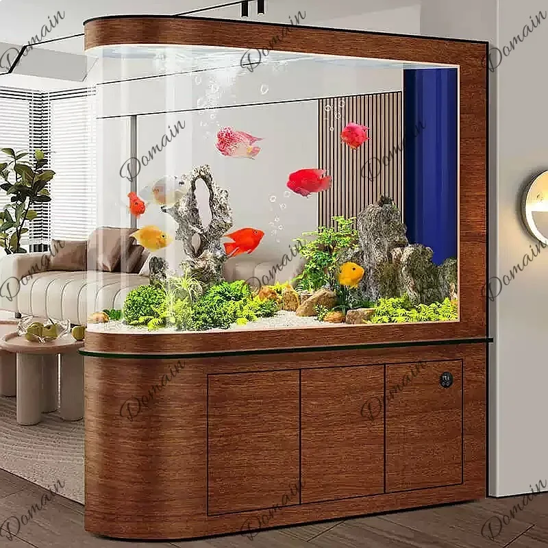 B80 2026 New Large Living Room Screen Divider Bullet Shape Fish Tank Bottom Filter Eco Self-Circulation No Water Change Aquarium