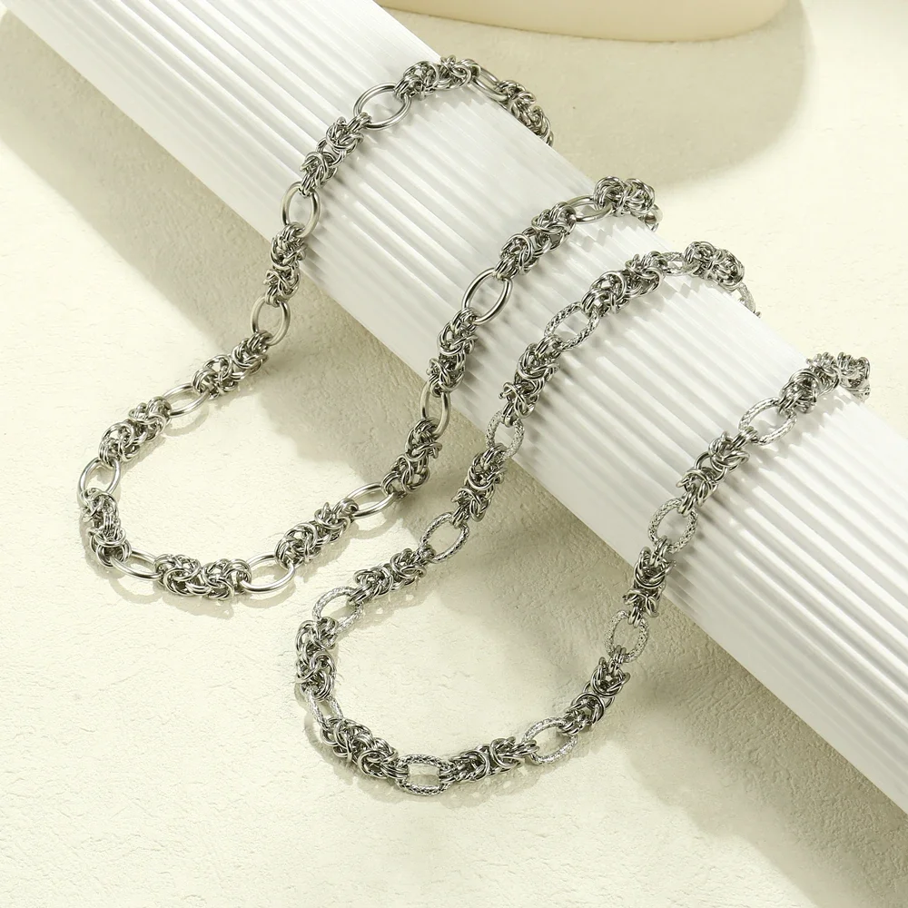

Joya Love Chunky Stainless Steel Thorns Knot Chains Necklace for Women Men Oval Link Gothic Choker Hiphop Jewelry Accessories