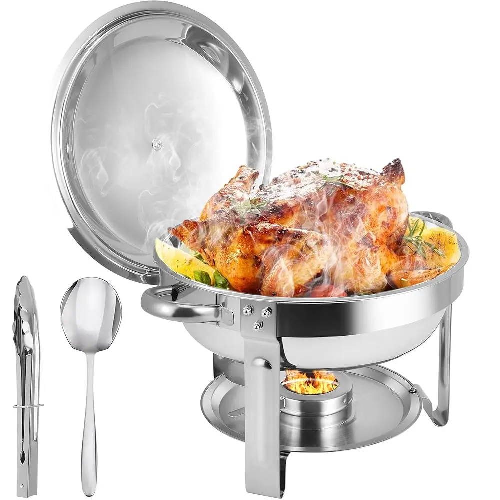 

Chafing Dishes For Buffet, 6Qt Round Stainl Steel Chafing Dish Buffet Set With Lids, Chafers And Buffet Warmers Sets For Home