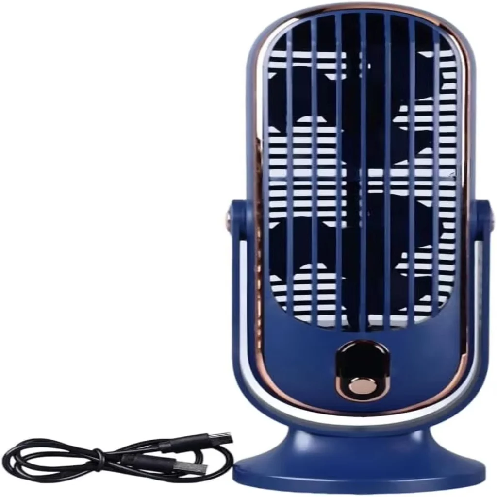 720 Degree Rotating Base USB Desktop Fan Adjustable Height 5 Speed Quiet Fan