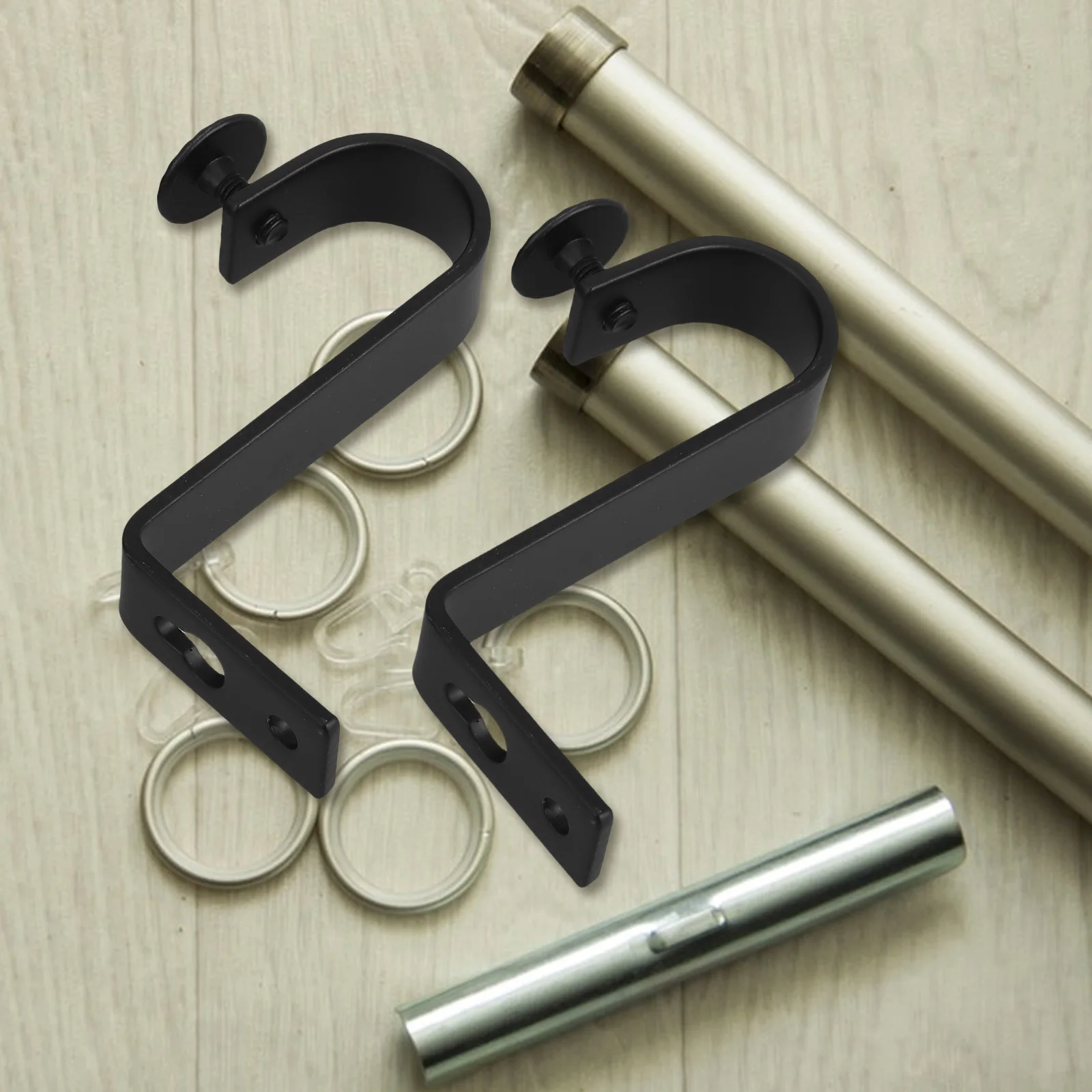 

1Set Iron Curtain Rod Bracket Heavy Duty Metal Support for Home Office Decor Easy Install Reusable Elegant Finish