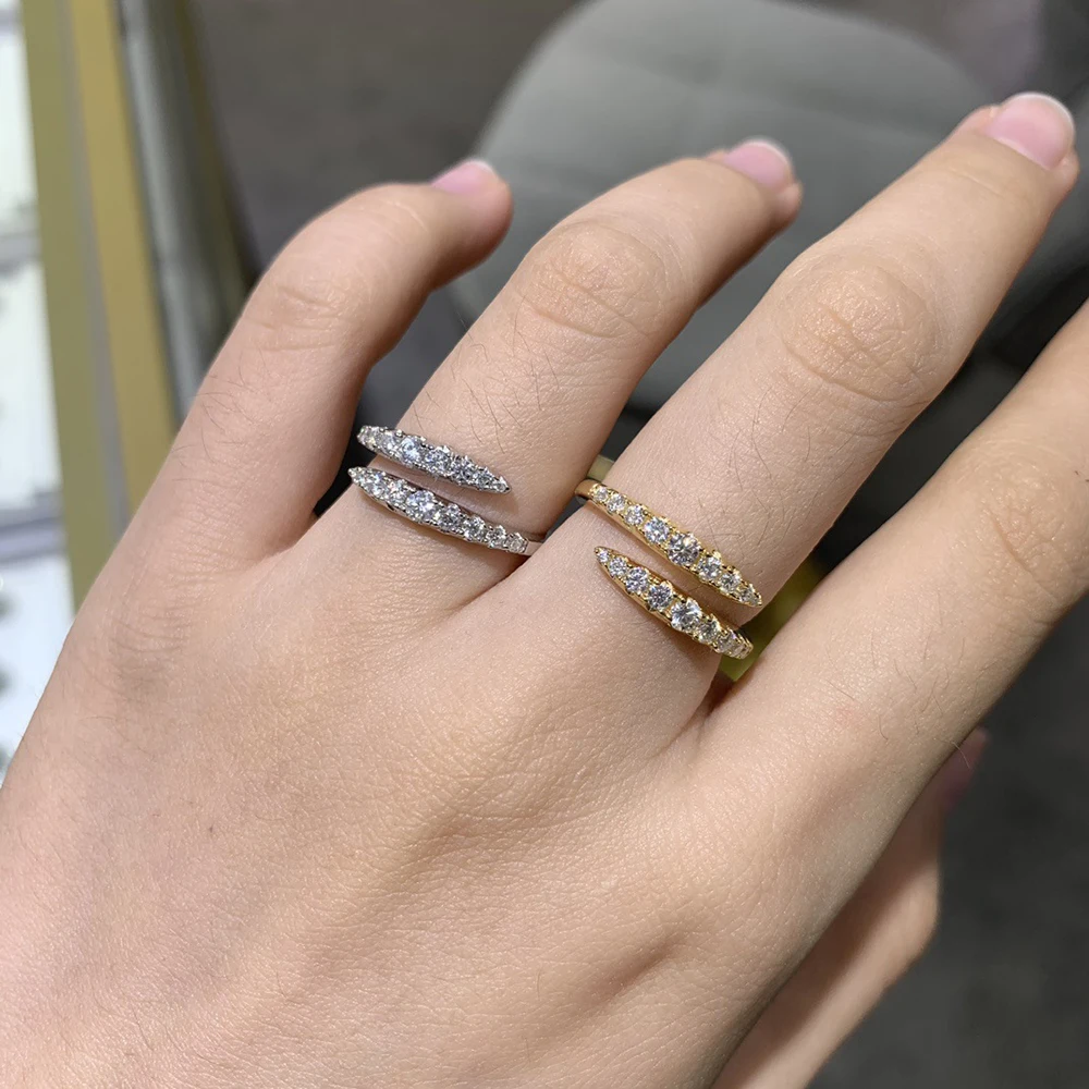 GazingJewelry0.45CT Karaat True D Kleur Volledige Moissanite Dubbele Open Trouwring Voor Vrouwen Met GRA Certificaat S925 Sterling Sil