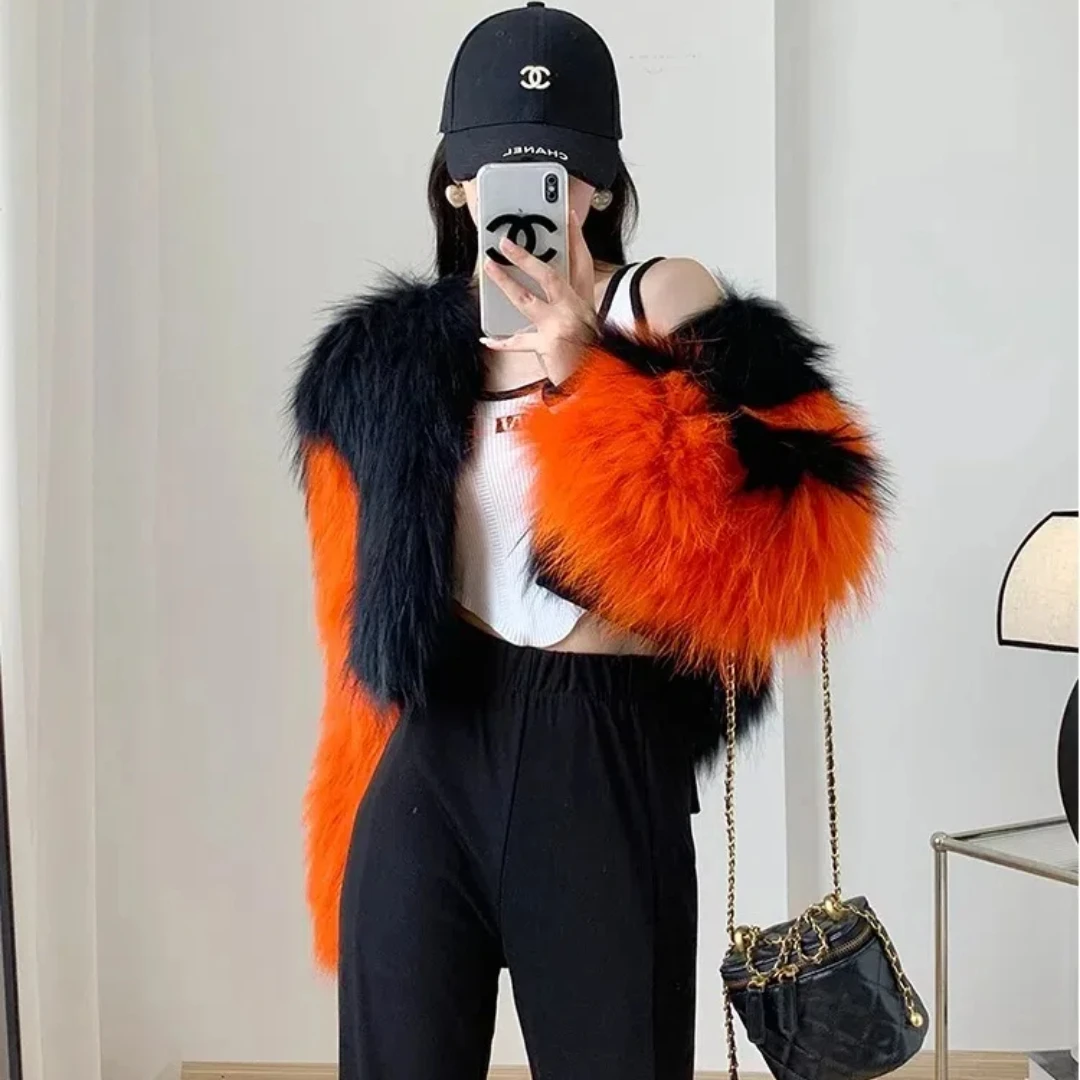 

Hot Sales New Autumn And Winter Short Korean Style Casual Baseball Style Slimming Fur Coat Raccoon Fur Woven Fur Coat