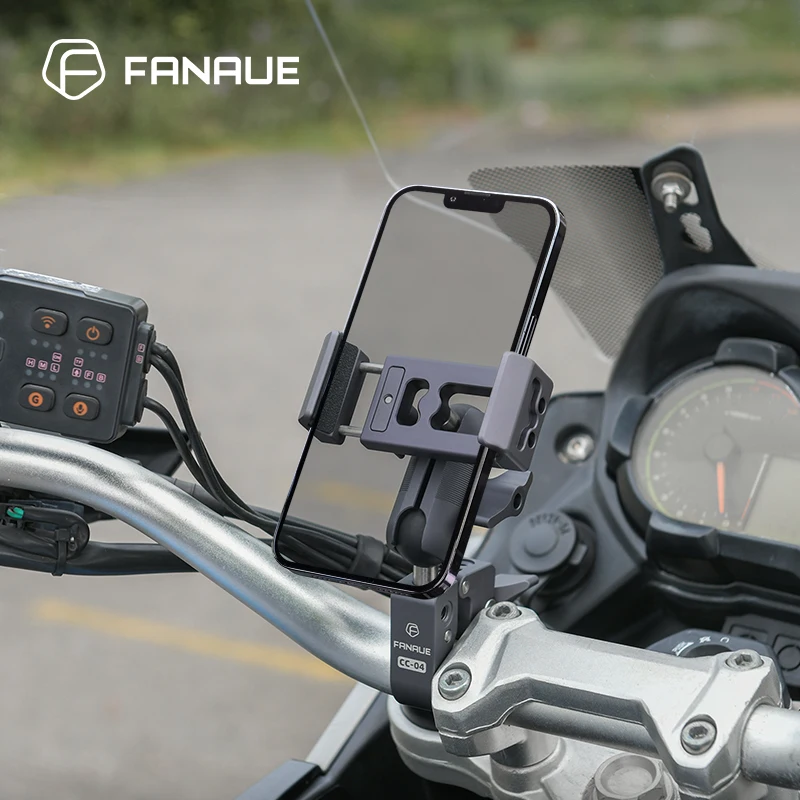 FANAUE 알루미늄 자전거 휴대폰 홀더 RAM MOUNTS 25mm 볼 호환 360° 회전 바이크 폰 마운트 오토바이 바이크 ATV/UTV
