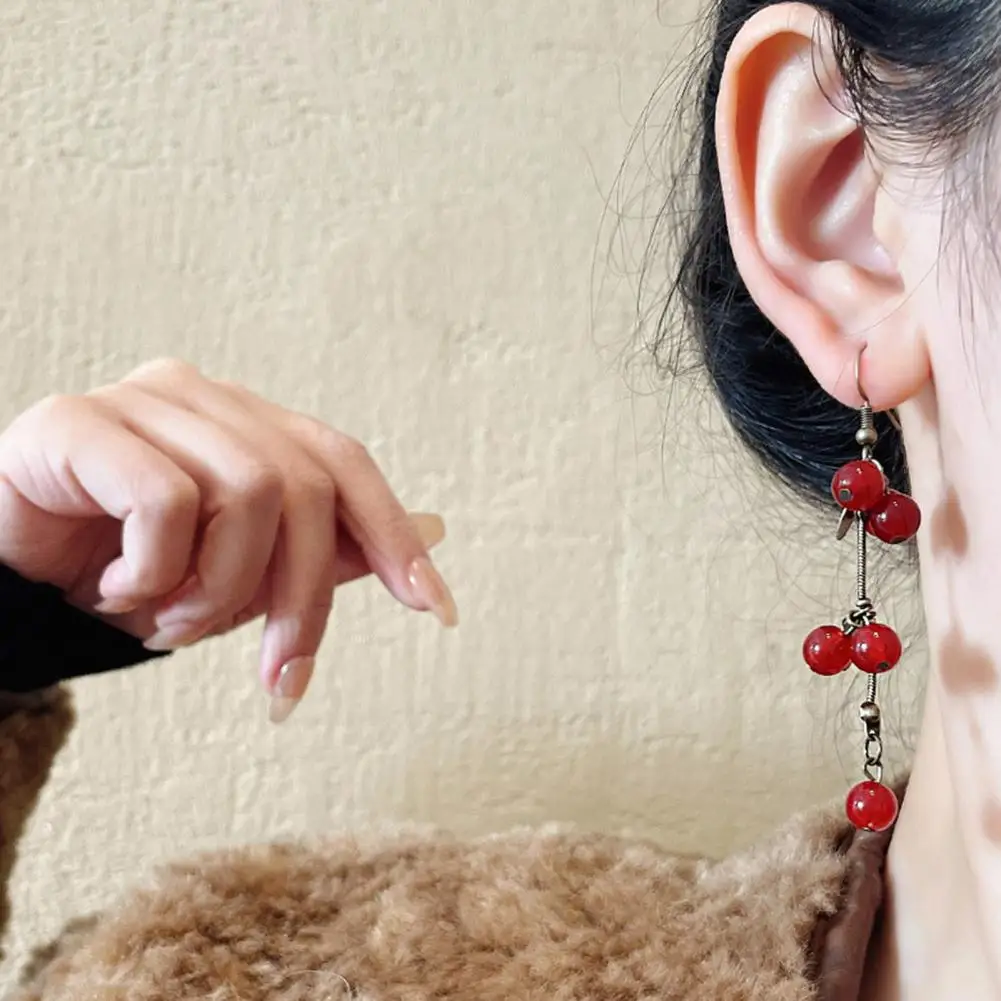 

Minimalist Style Earrings Vintage Chinese Style Beaded Hook Earrings Elegant Hanfu Qipao Pairing Long Tassel Dangle For Women