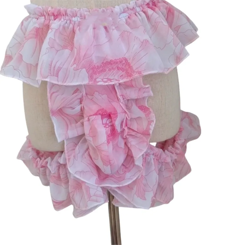 

Розовые мягкие шифоновые мужские трусы Sissy, сексуальные эротические трусики с открытыми бедрами и рюшами, дышащие удобные BF, нижнее белье для частной вечеринки