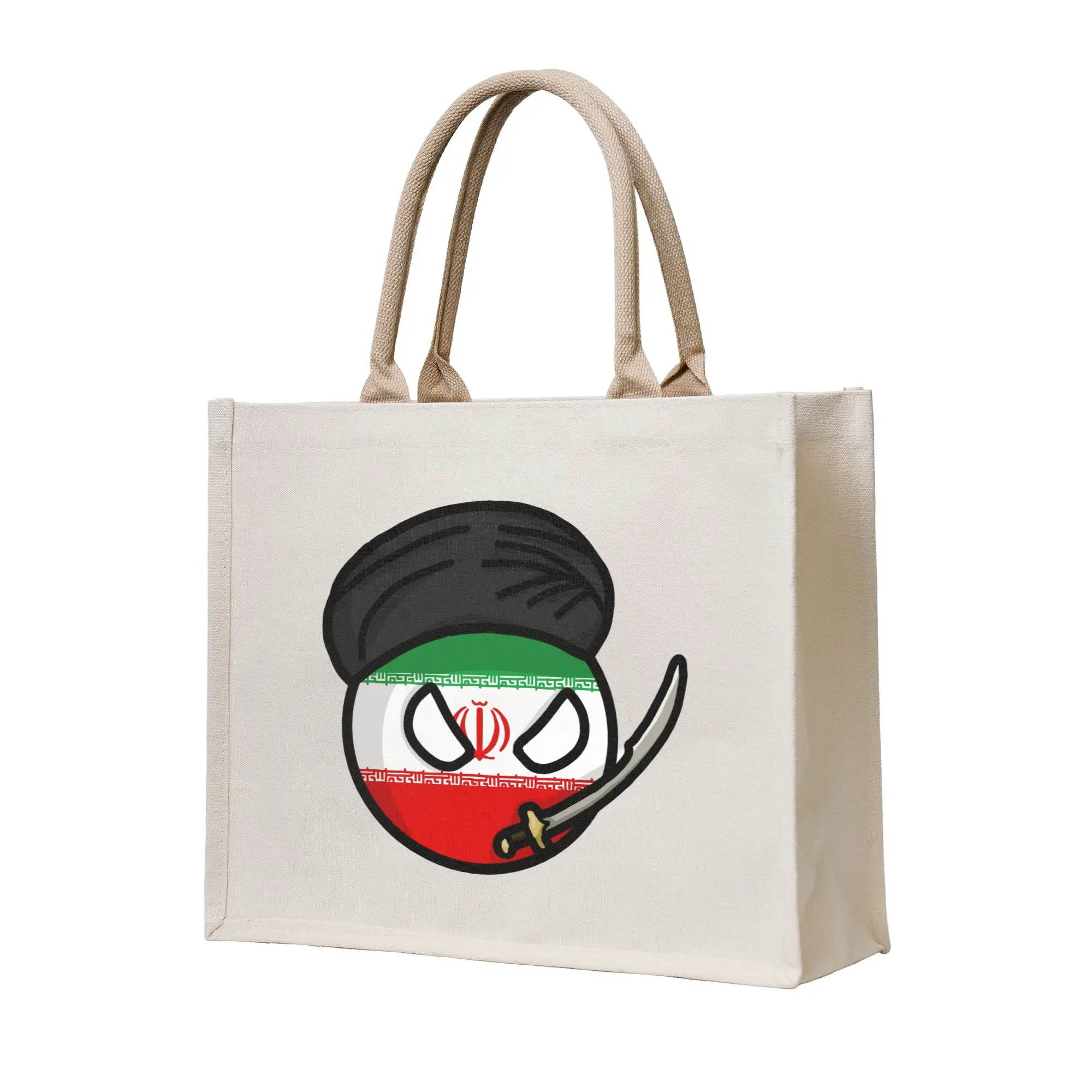 

Многоразовая сумка-шоппер в стиле манга с изображением Iran Countryball, женская сумка-тоут, портативная сумка для покупок продуктов