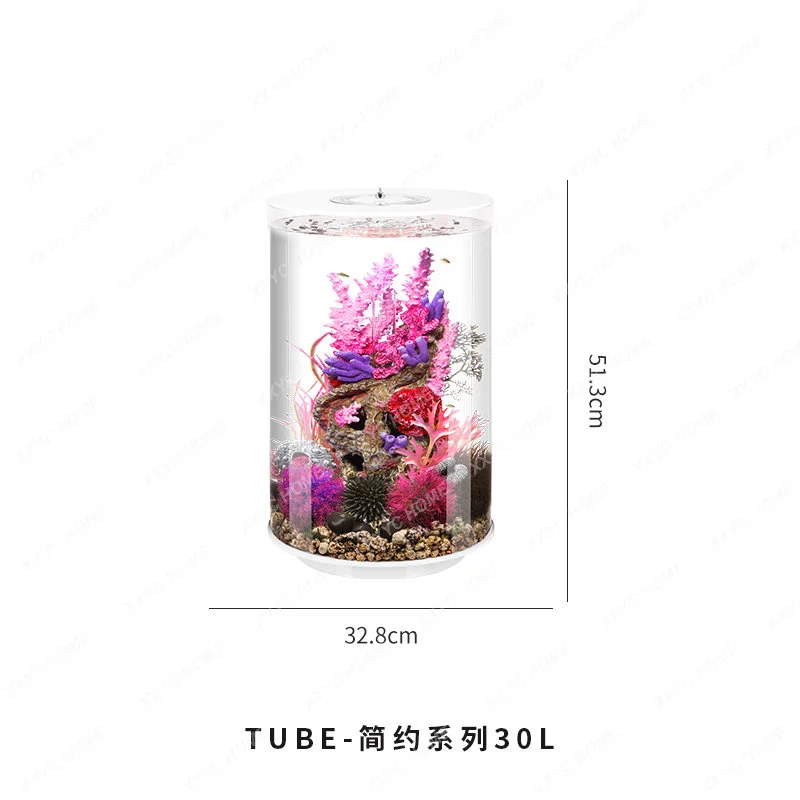 Acrylic Ecological Fish Tank Mini Home Office Landscaping Creative Cylindrical Fish Tank Aquarium