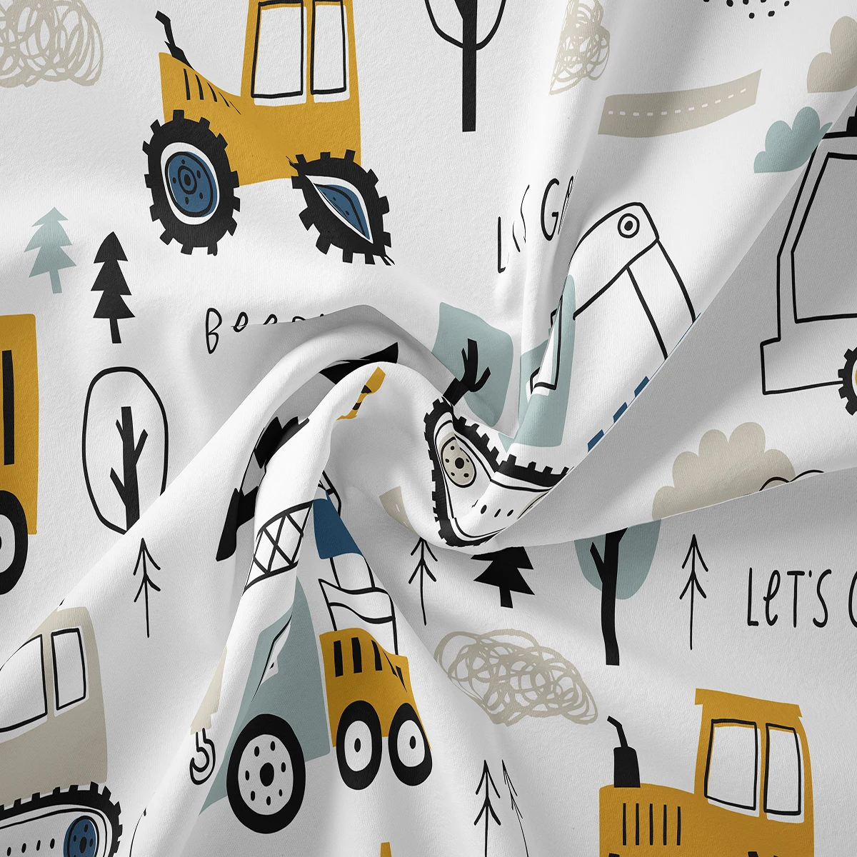 Cartoon Car Kids Bedding Set Construction Bedding Duvet Cover Set Full Size Boys Decor Equipment Trucks Comforter Cover Set Exca