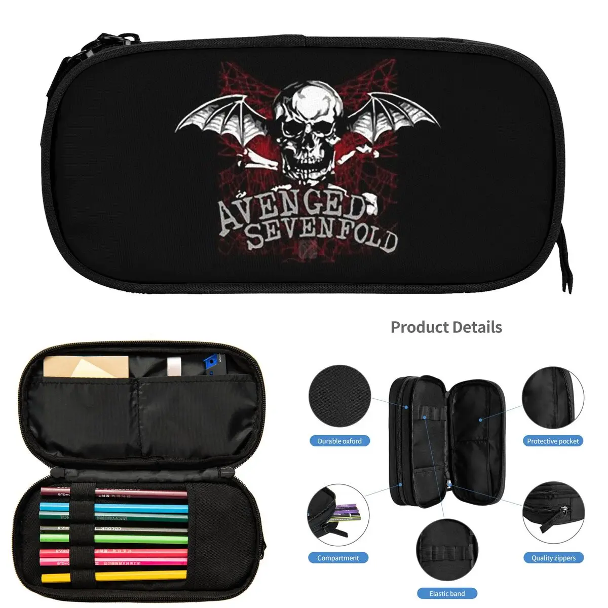 

Avenged Sevenfold пеналы для студентов школьная коробка для ручек пенал большой емкости пенал держатель для ручек