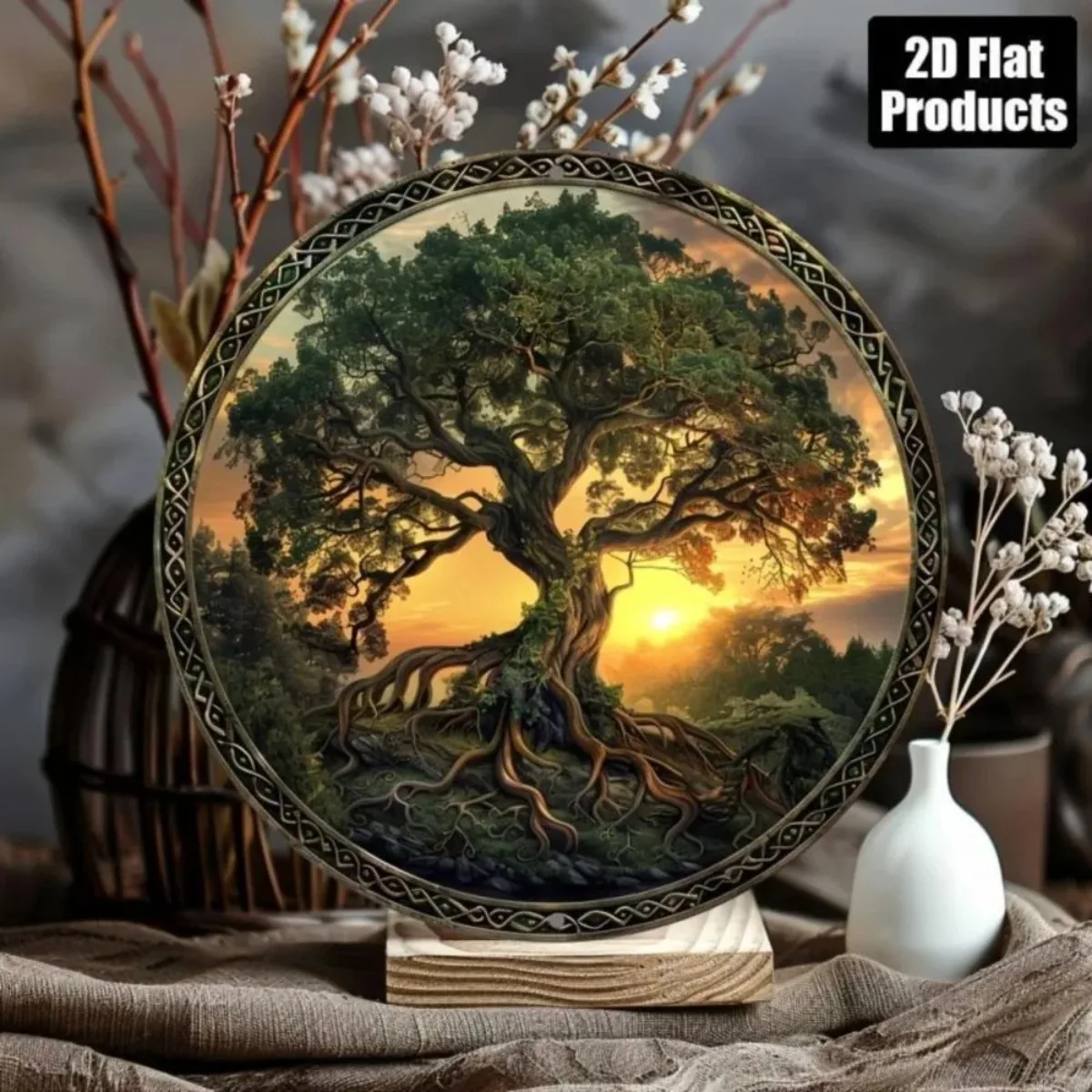 Seasonal Halloween Wall Art (20.32x20.32cm) - 2D Round Aluminum, Ghost Pumpkin & Autumn Leaves for Room Decor/Gift