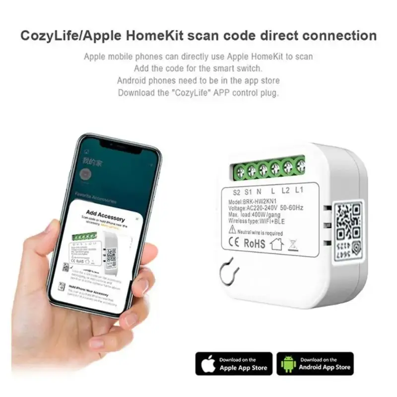 16A Homekit WIFI Smart Switch Mini 2-weg schakelaarmodule Cozylife Smart Breaker Ondersteuning Alexa Google Home Siri