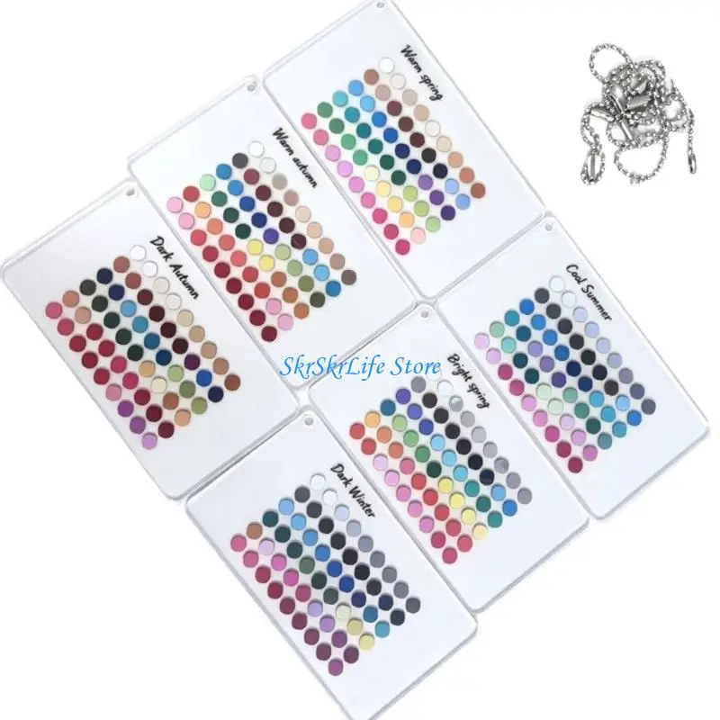 E65E Seasonal Color Reference Cards for Teaching and Art Practice, 6 Piece Acrylic Set for Personal Color Analysis, Quick Visual